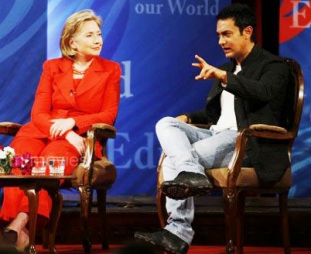 Hillary and Aamir in Mumbai